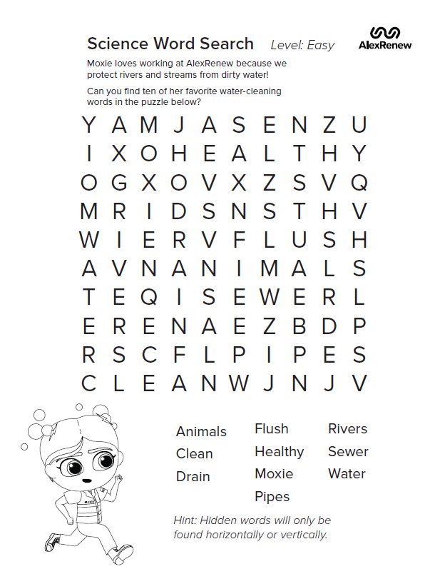 Moxie's Science Word Search Level Easy AlexRenew